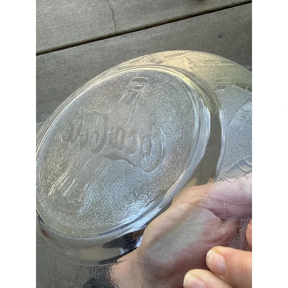 Vintage Coca-Cola Embossed Glass Dinner Plate 10.5 Inch Clear Textured Logo